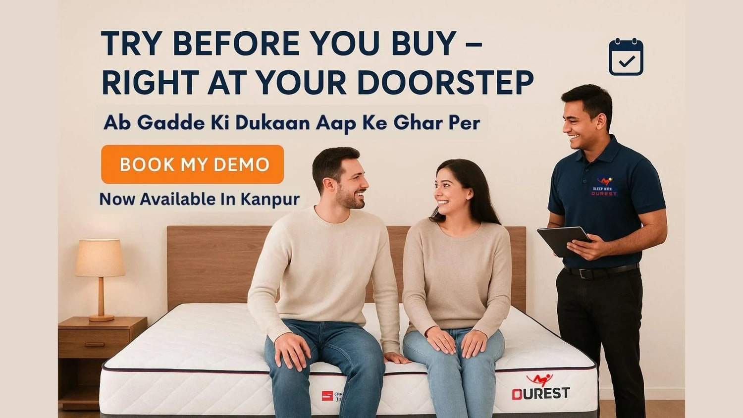 Get FREE home demo in kanpur with 1:1 sleep expert guidance & choose right mattress
