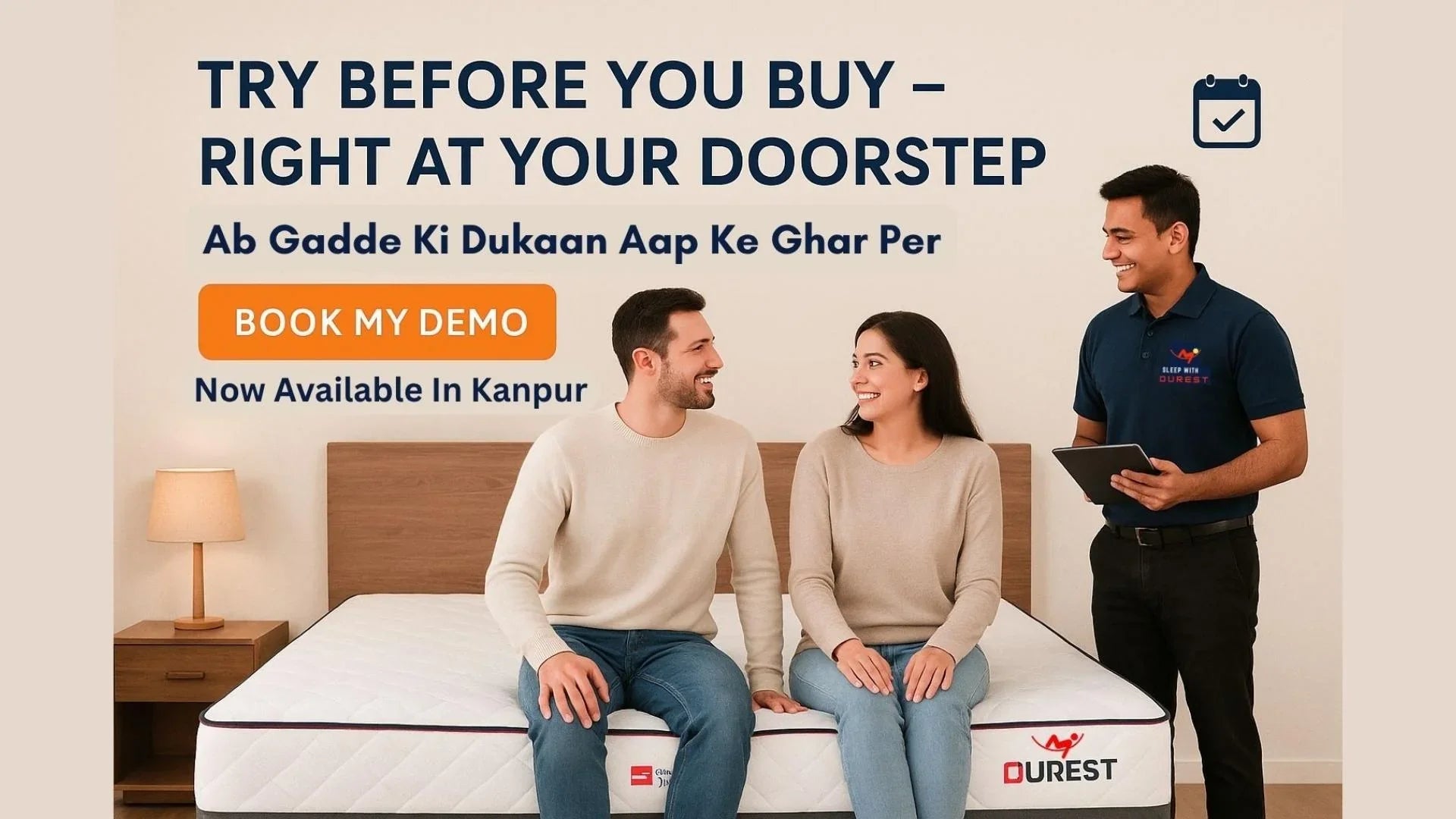Get FREE home demo in kanpur with 1:1 sleep expert guidance & choose right mattress 