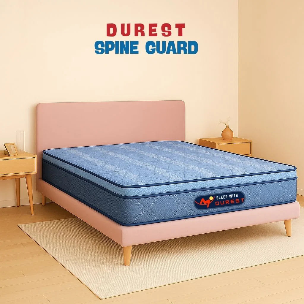 SpineGuard mattress in modern bedroom setup – plush EuroTop comfort and elegant look by sleep with durest 