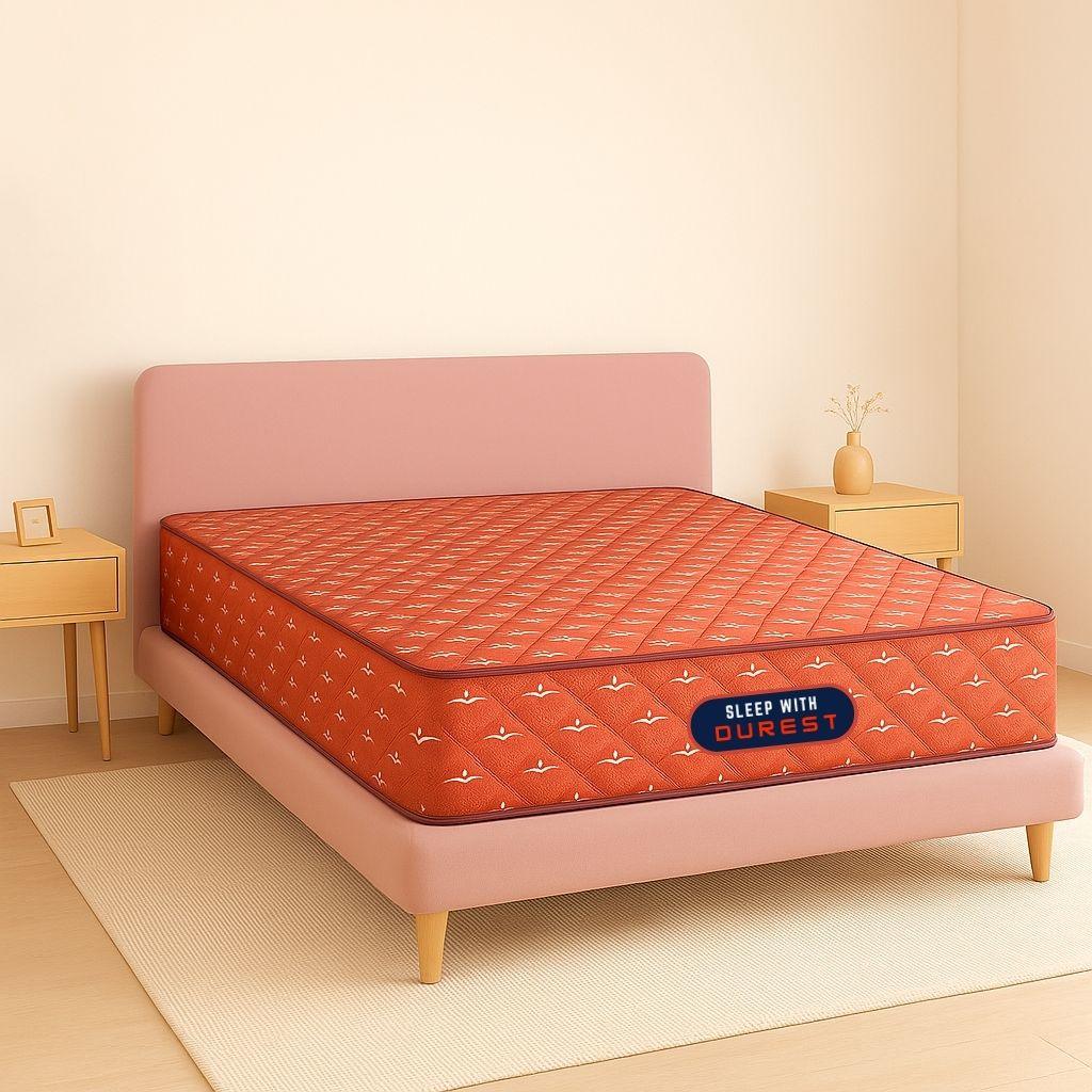 Premium non-compressed mattress setup in white luxury bedroom – sleep with Durest comfort&